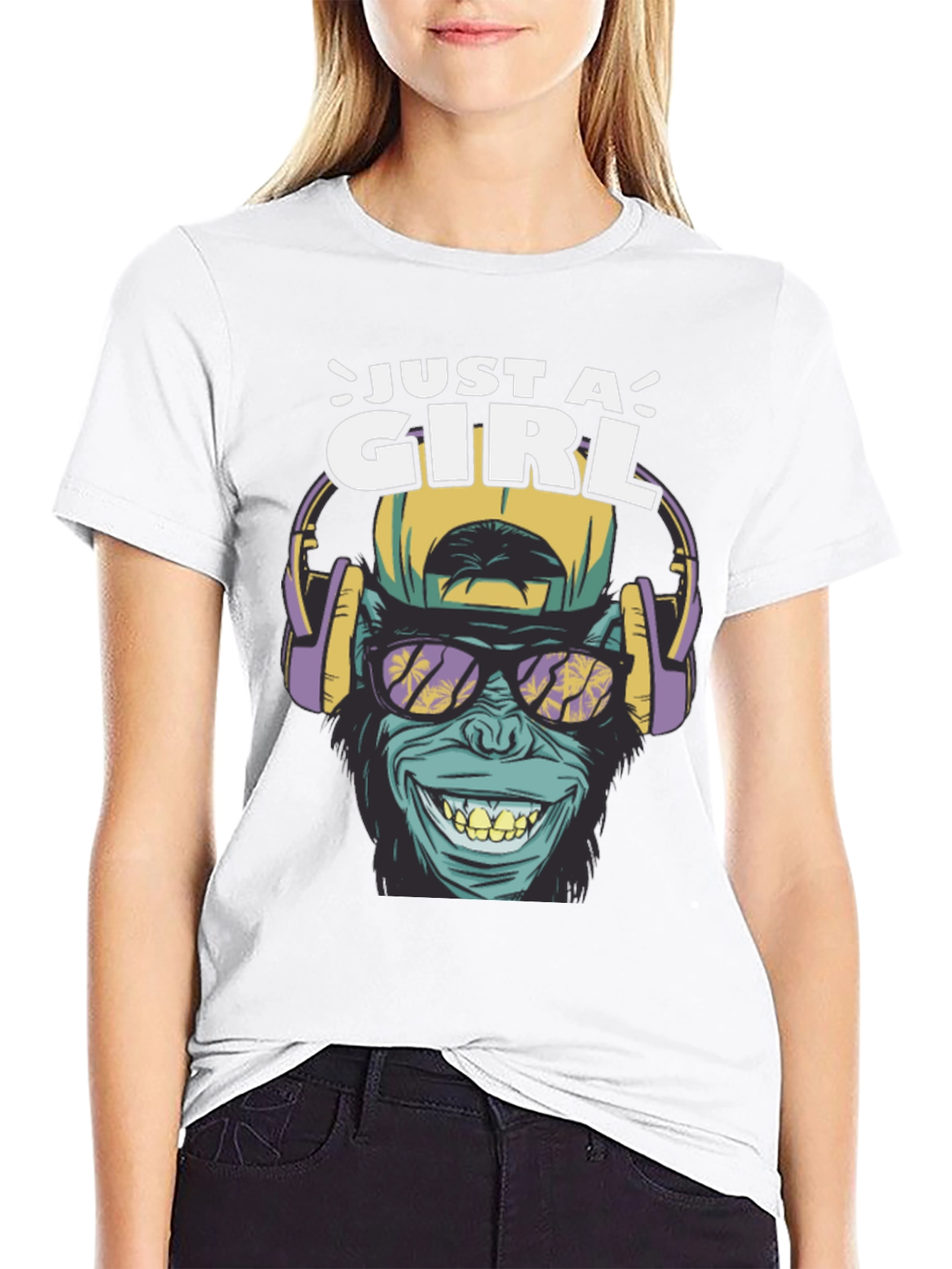 Just A Girl Ape Graphic T-Shirt