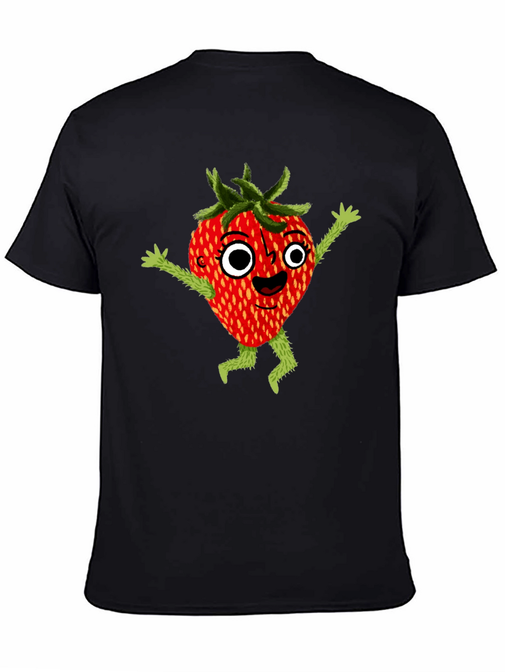 Whimsical Strawberry Cartoon Graphic T-Shirt