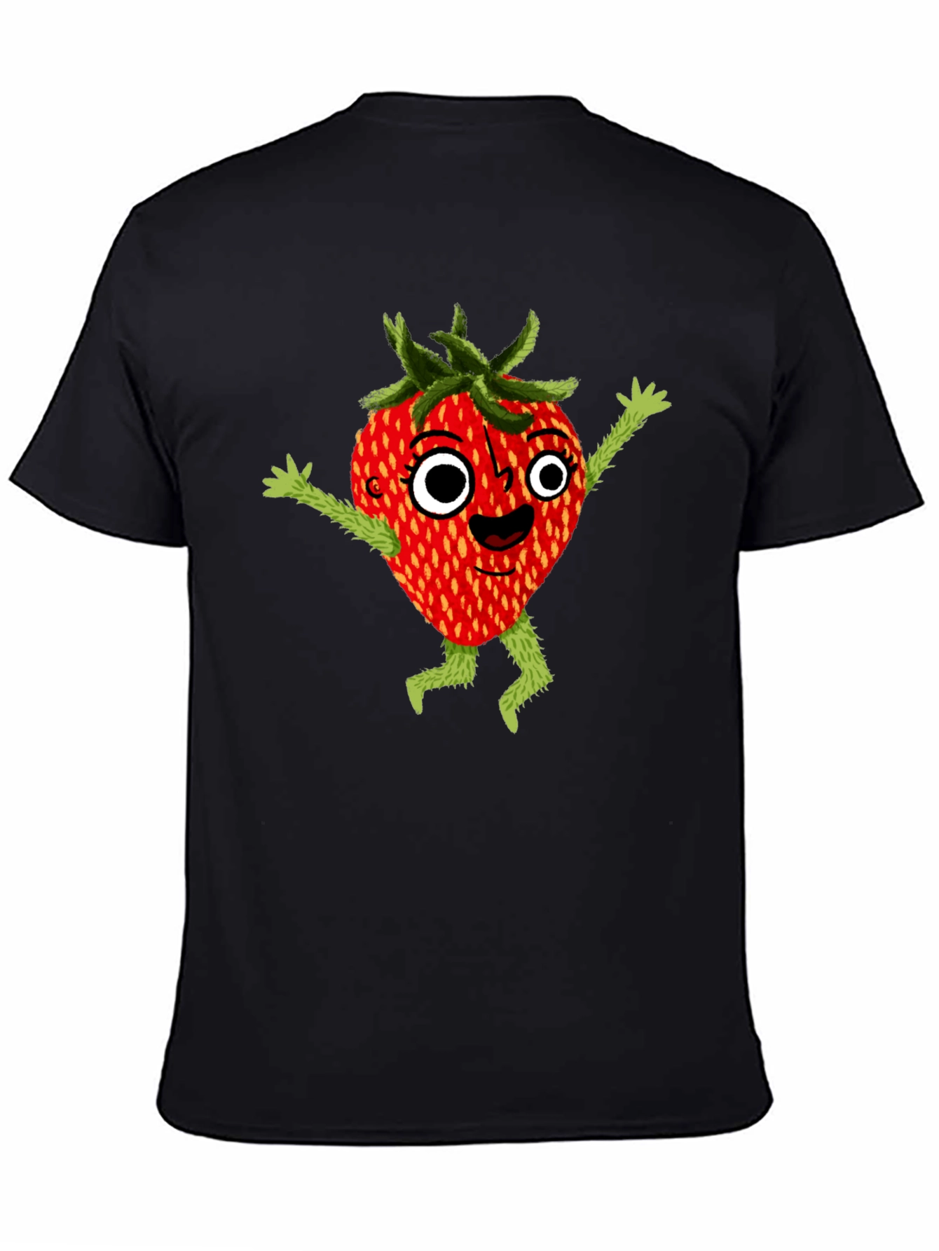 Whimsical Strawberry Cartoon Graphic T-Shirt