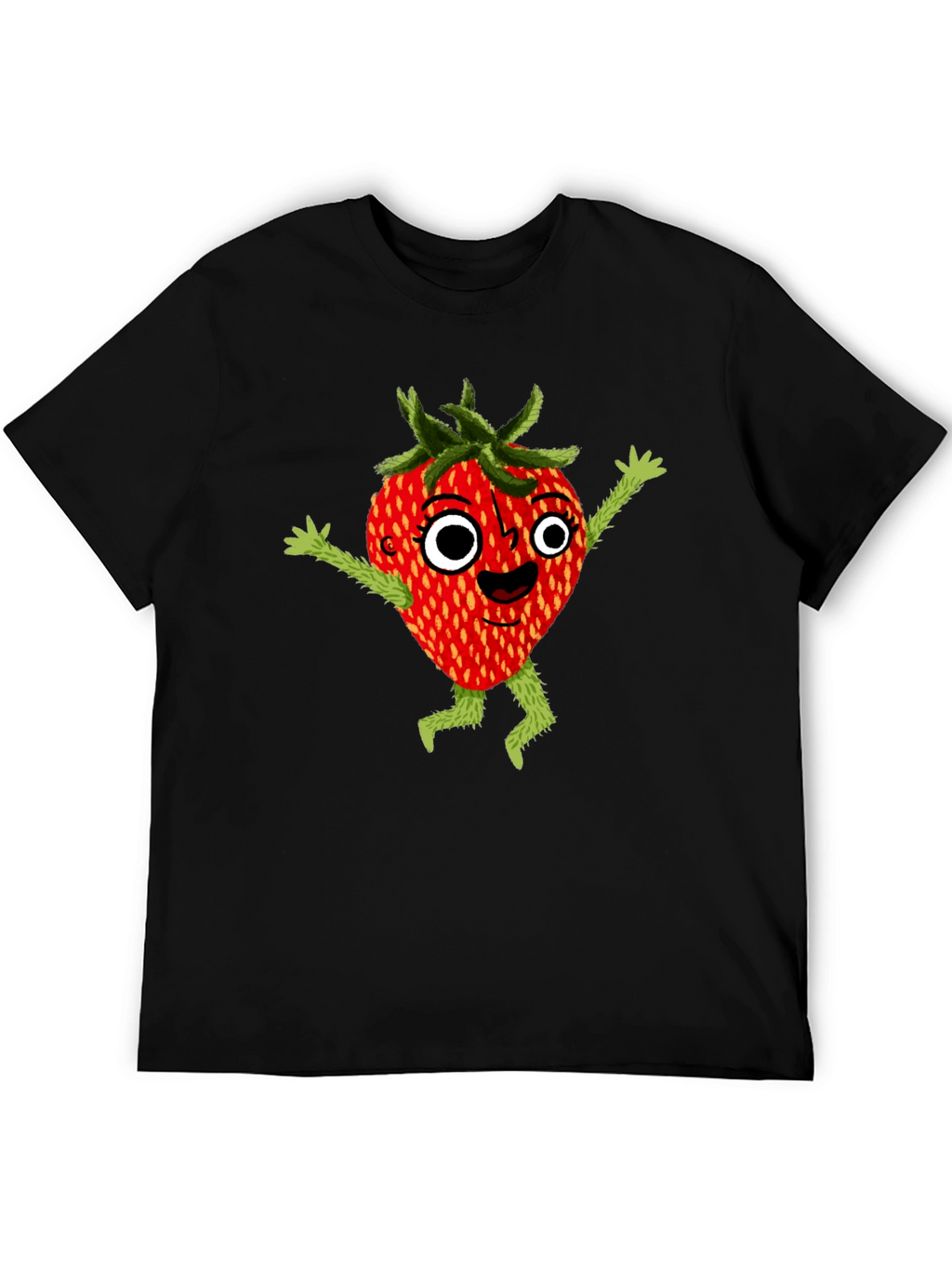 Whimsical Strawberry Cartoon Graphic T-Shirt