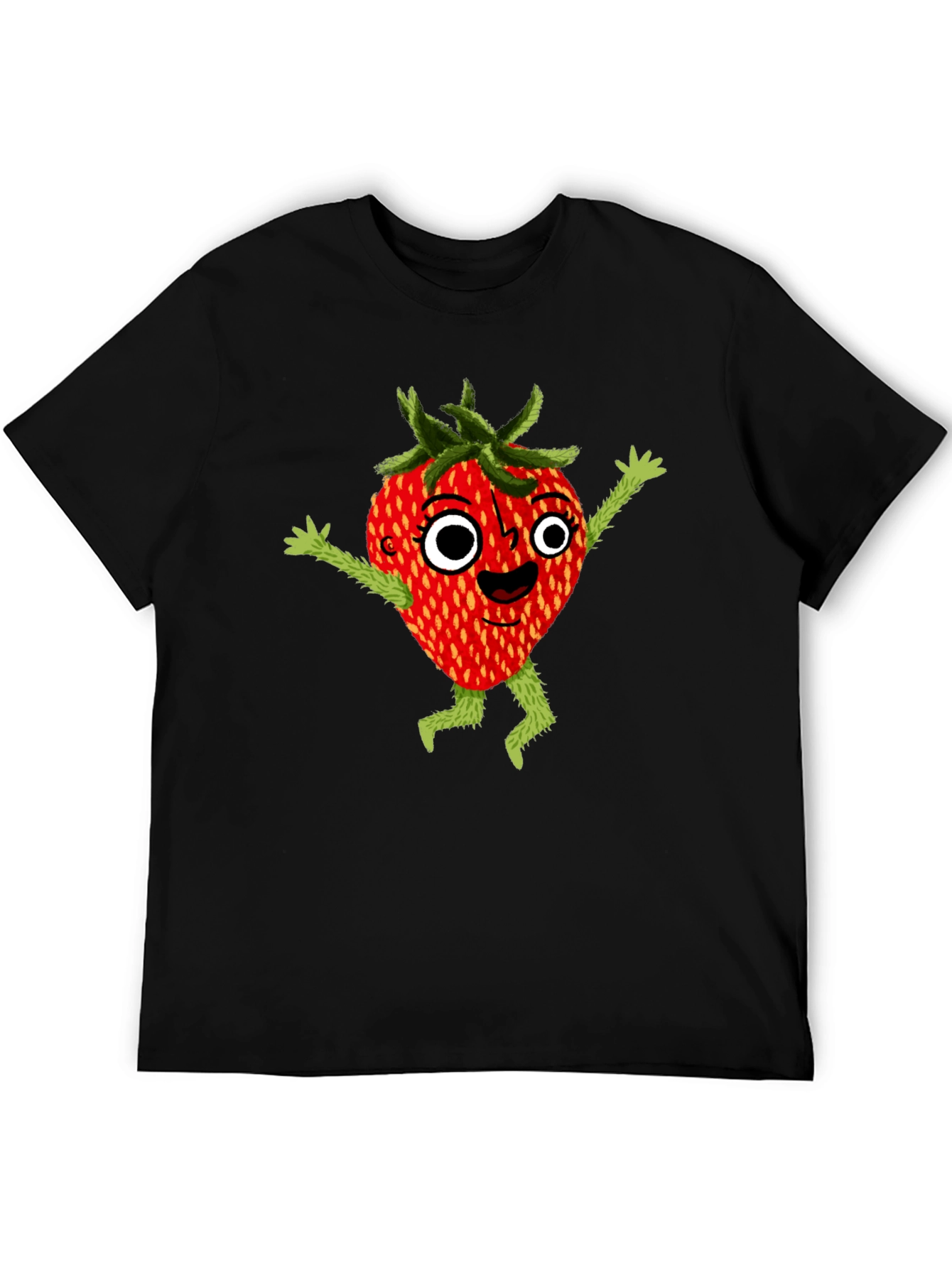Whimsical Strawberry Cartoon Graphic T-Shirt