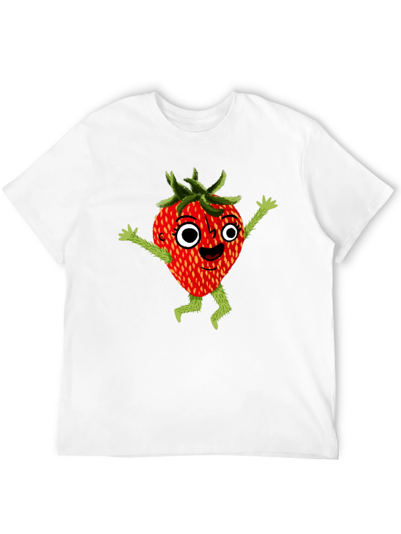 Whimsical Strawberry Cartoon Graphic T-Shirt