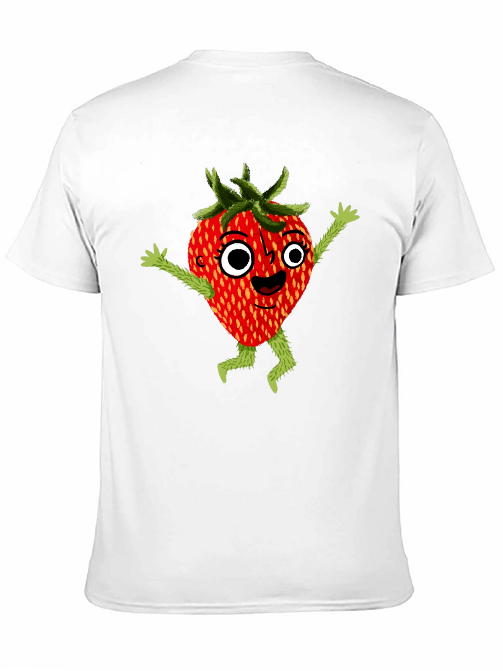 Whimsical Strawberry Cartoon Graphic T-Shirt