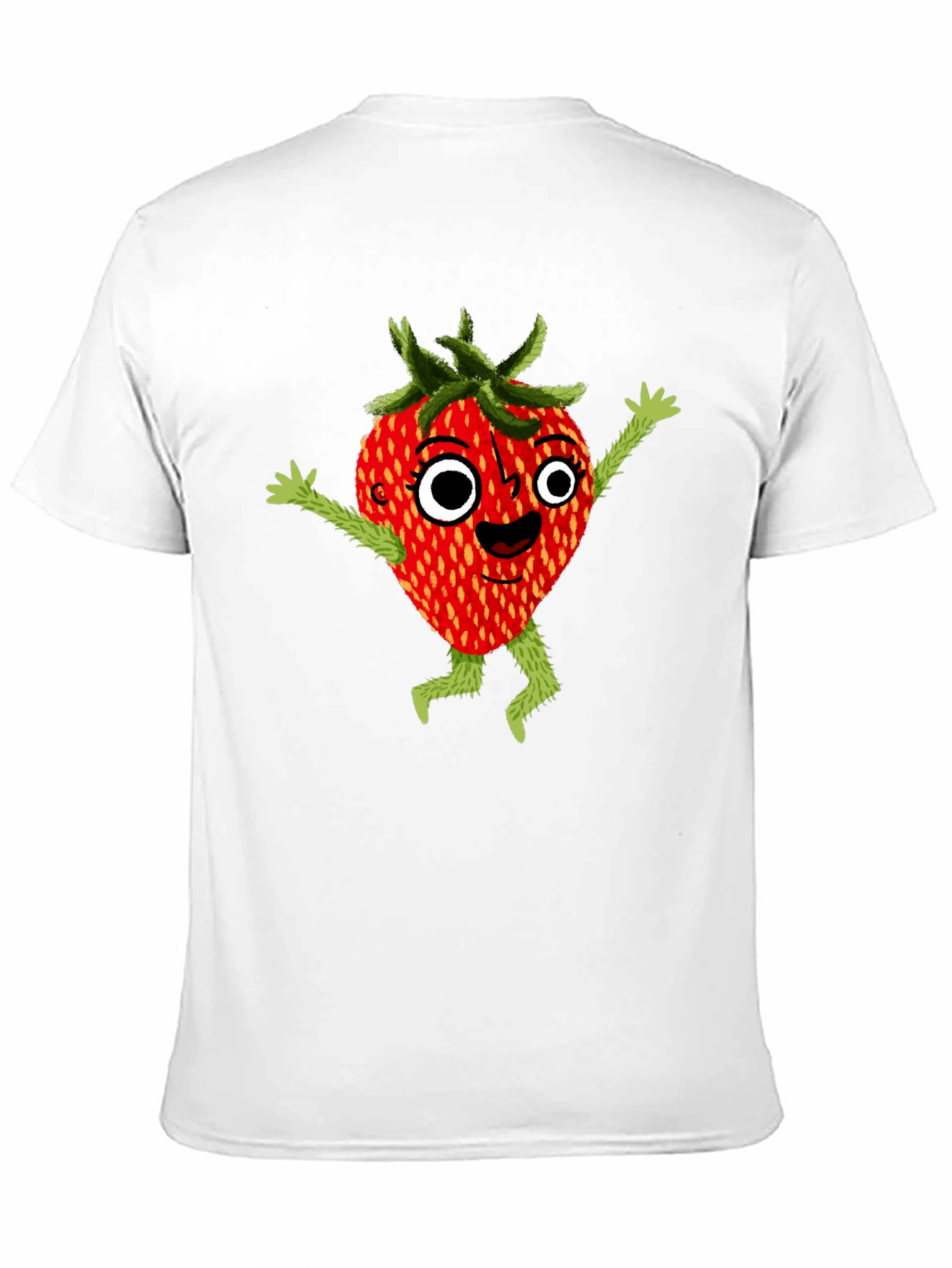 Whimsical Strawberry Cartoon Graphic T-Shirt