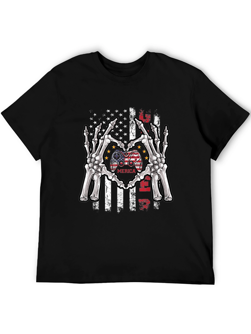 American Gamer Skeleton Hand Heart T-Shirt
