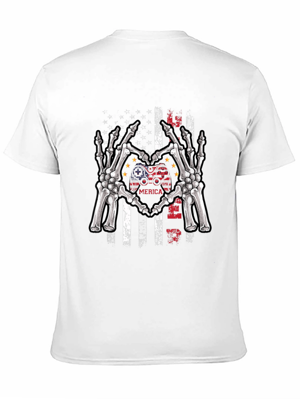 American Gamer Skeleton Hand Heart T-Shirt