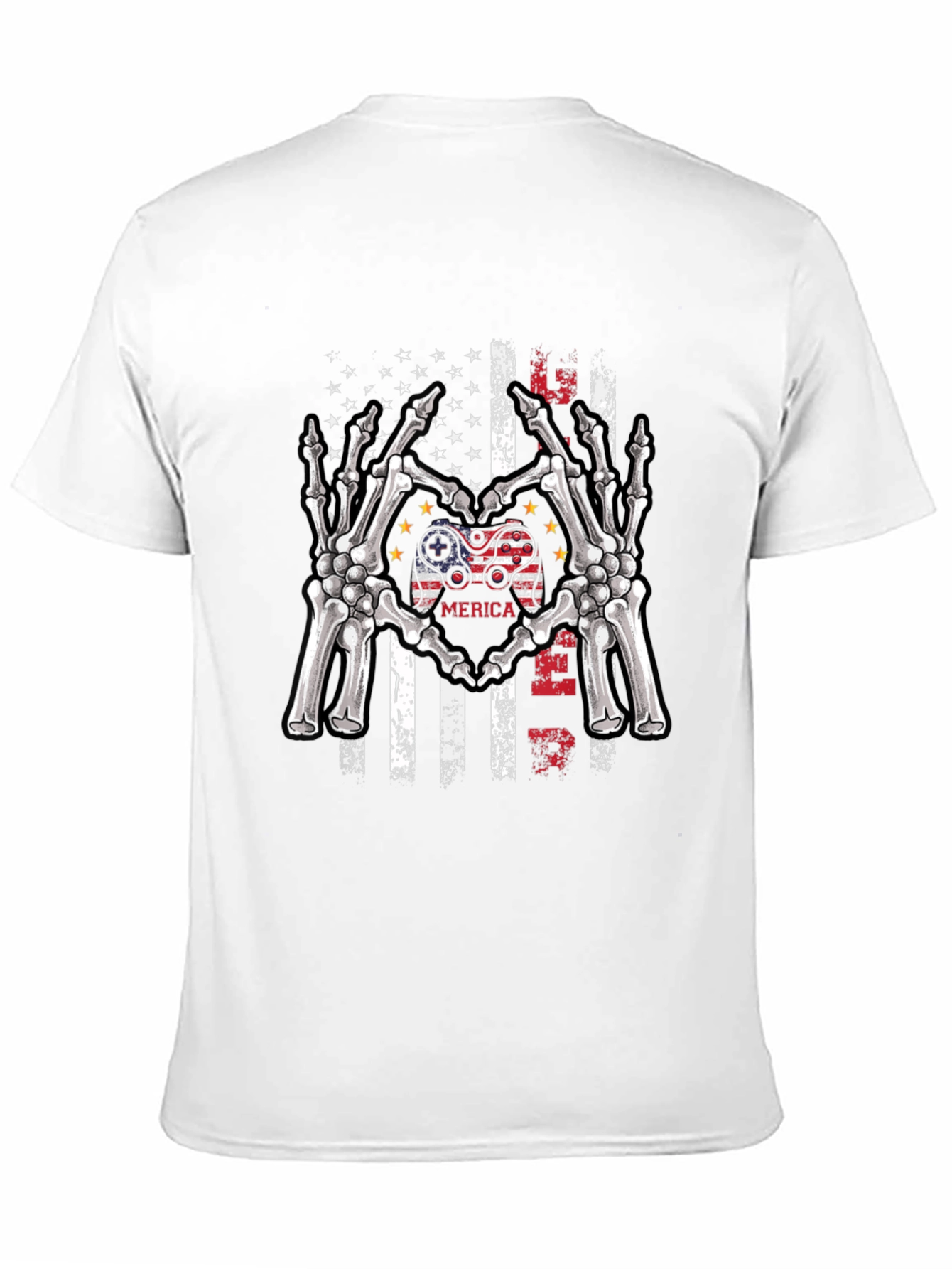 American Gamer Skeleton Hand Heart T-Shirt