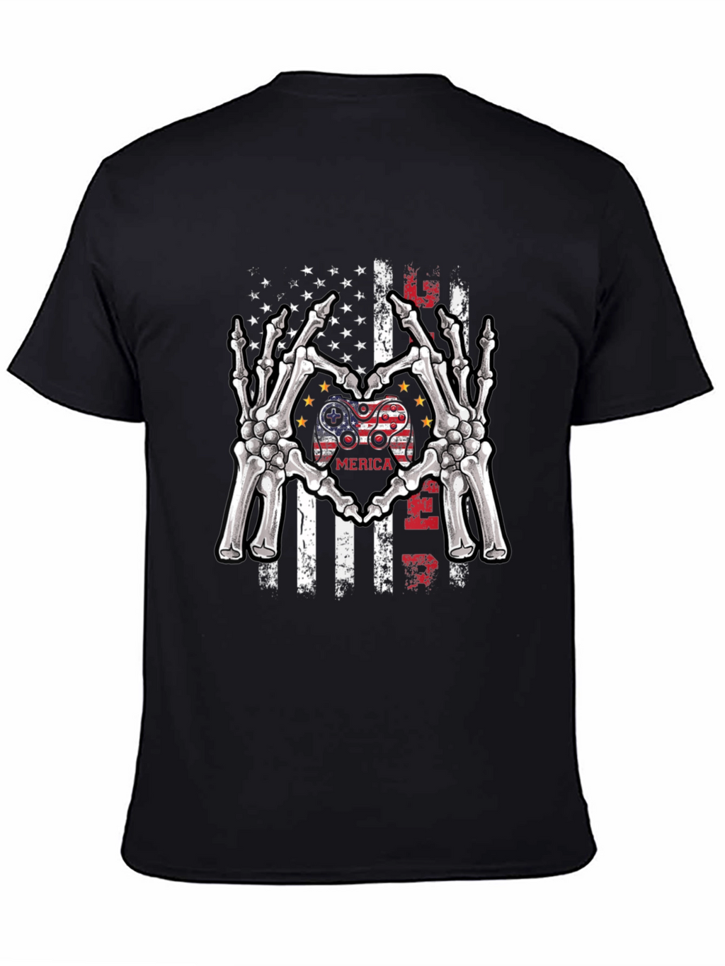American Gamer Skeleton Hand Heart T-Shirt