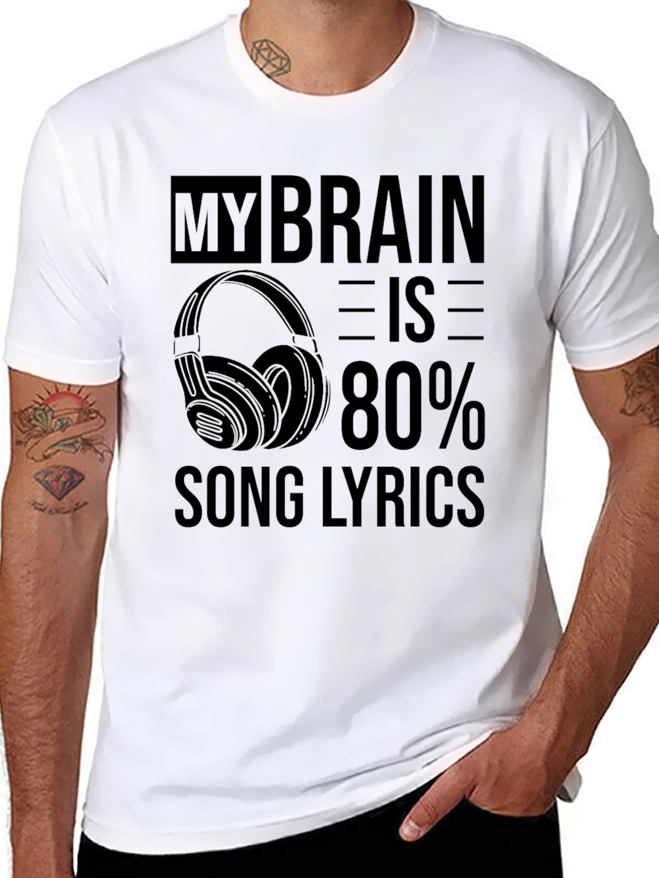 My Brain is 80% Song Lyrics Graphic T-Shirt