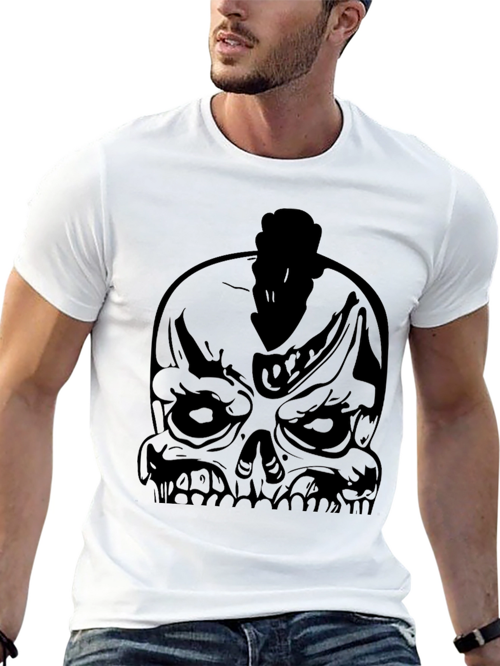 Skull Mohawk Graphic Black T-Shirt