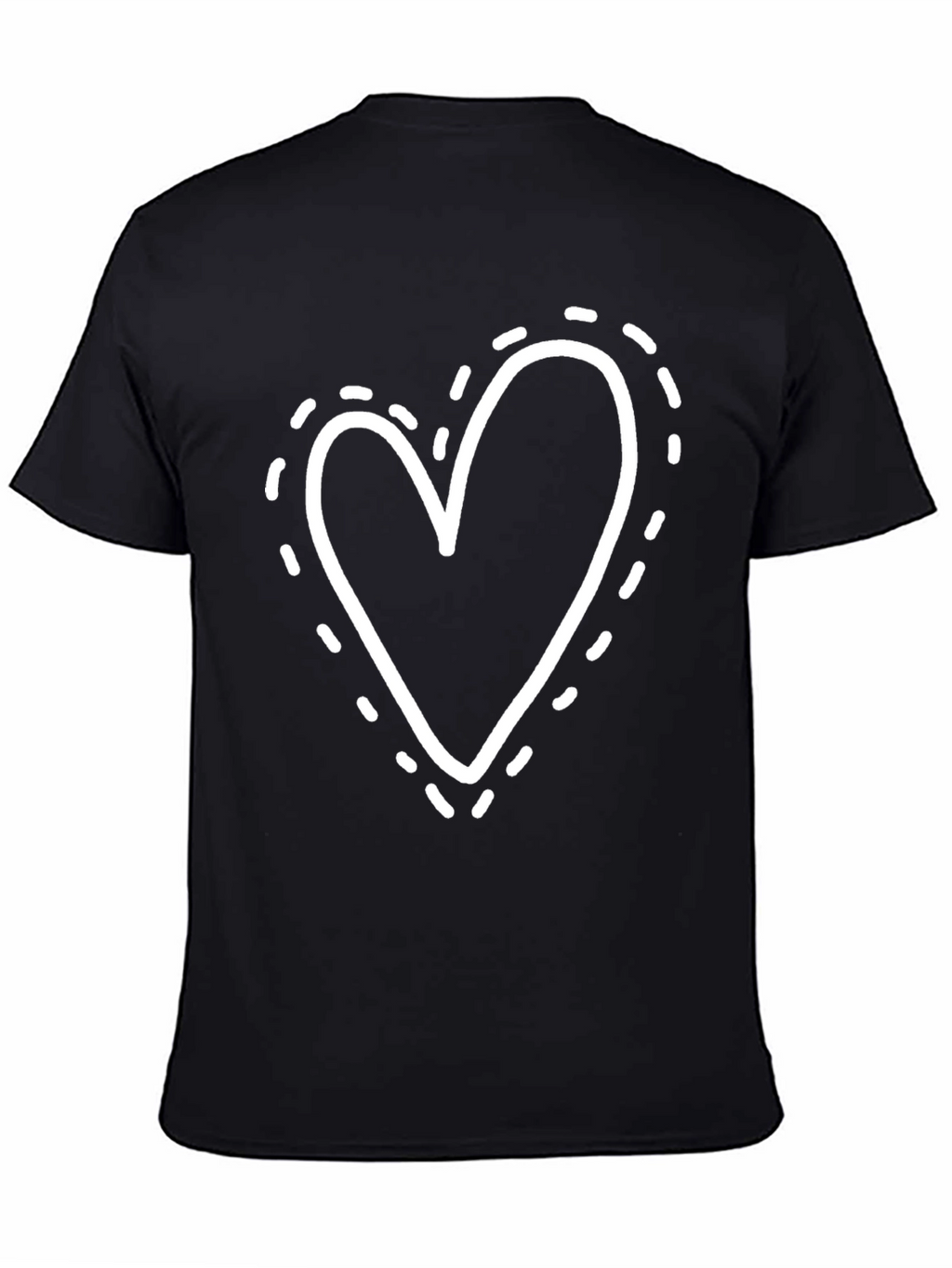 Heart Dotted Outline Black Tee - Casual Comfort