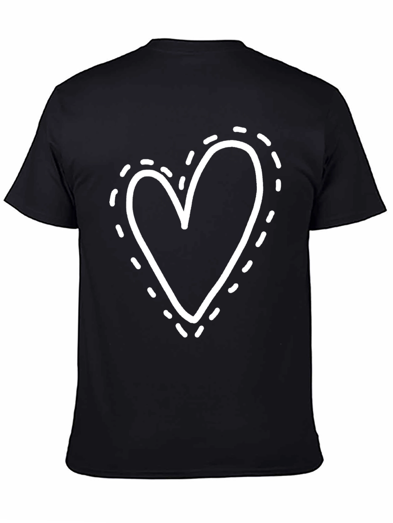 Heart Dotted Outline Black Tee - Casual Comfort