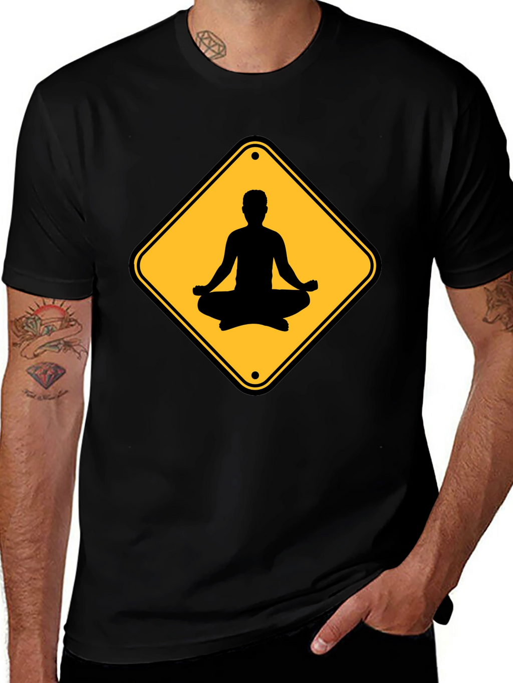 Yoga Sign Black T-Shirt - Relax & Meditate