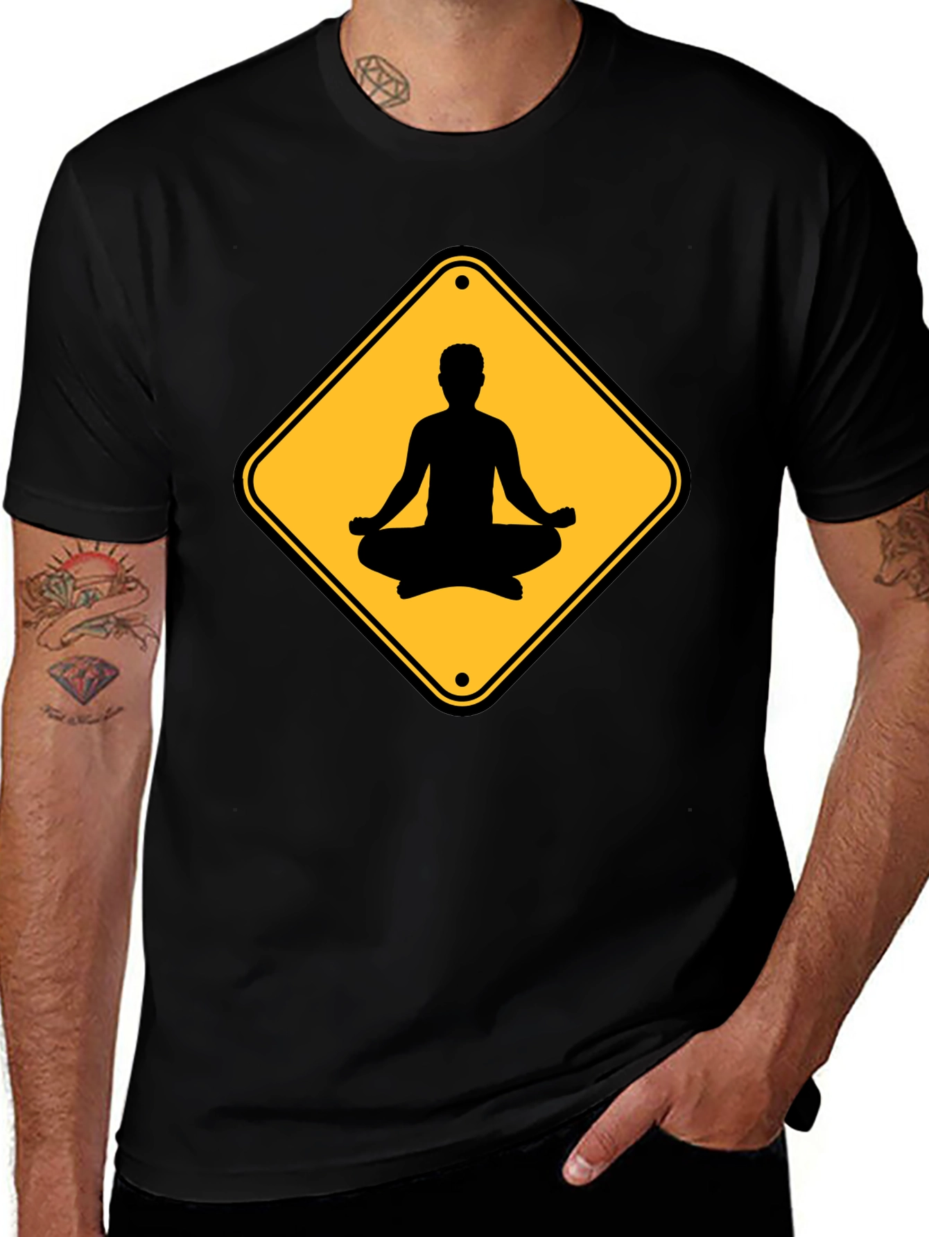 Yoga Sign Black T-Shirt - Relax & Meditate