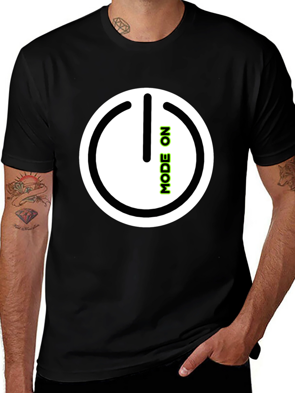Mode On Black Graphic Tee
