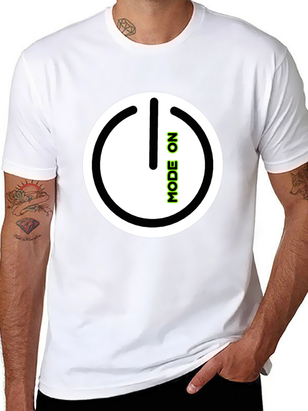 Mode On Black Graphic Tee