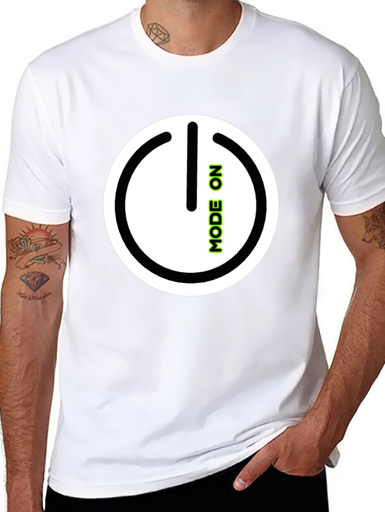 Mode On Black Graphic Tee