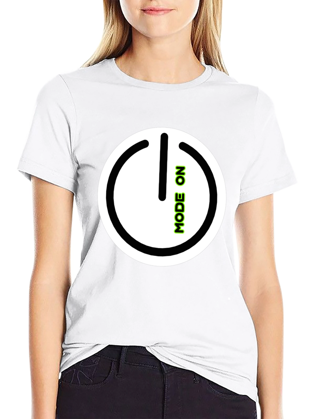 Mode On Black Graphic Tee