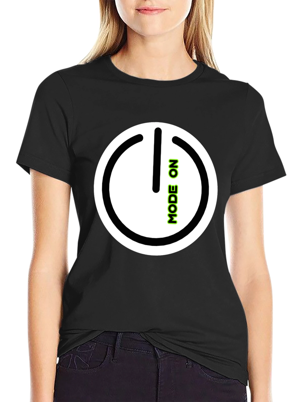 Mode On Black Graphic Tee