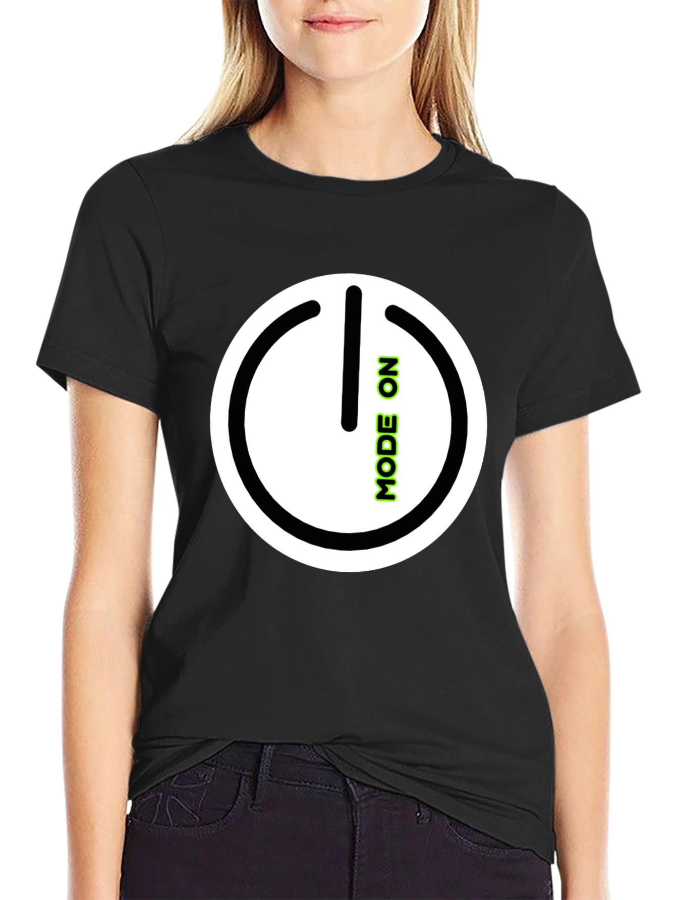 Mode On Black Graphic Tee