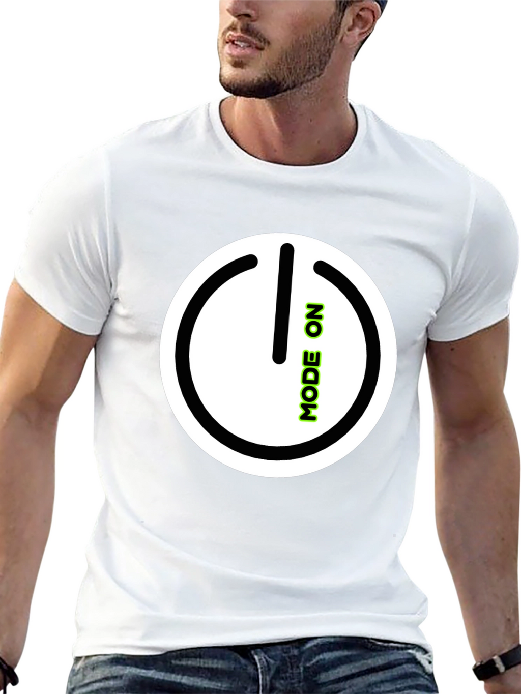 Mode On Black Graphic Tee