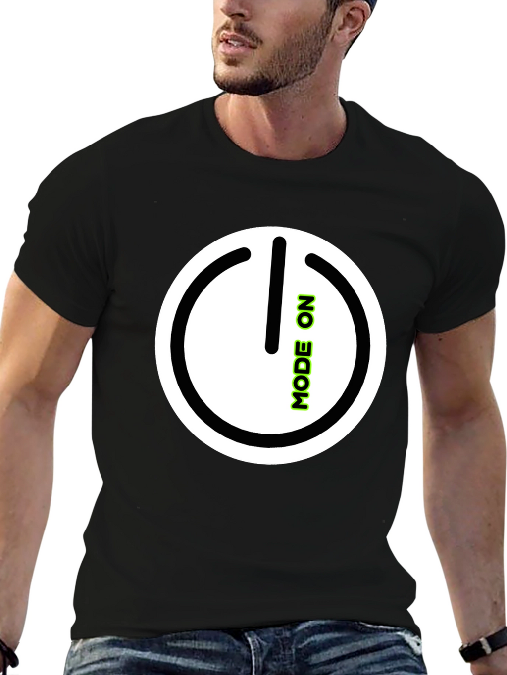 Mode On Black Graphic Tee