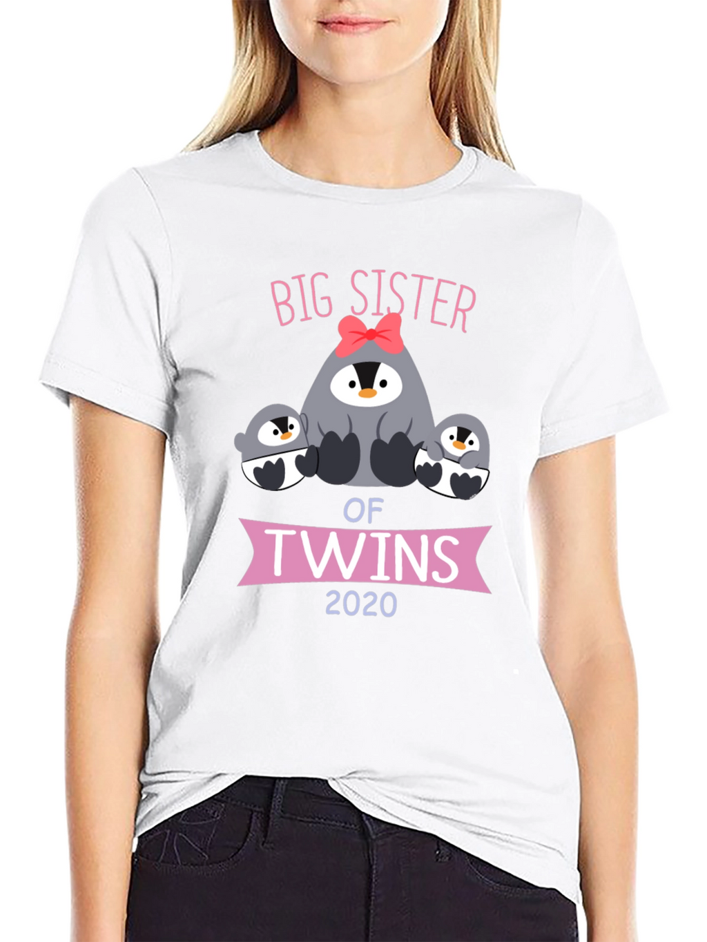 Big Sister of Twins 2020 Penguin Graphic T-Shirt