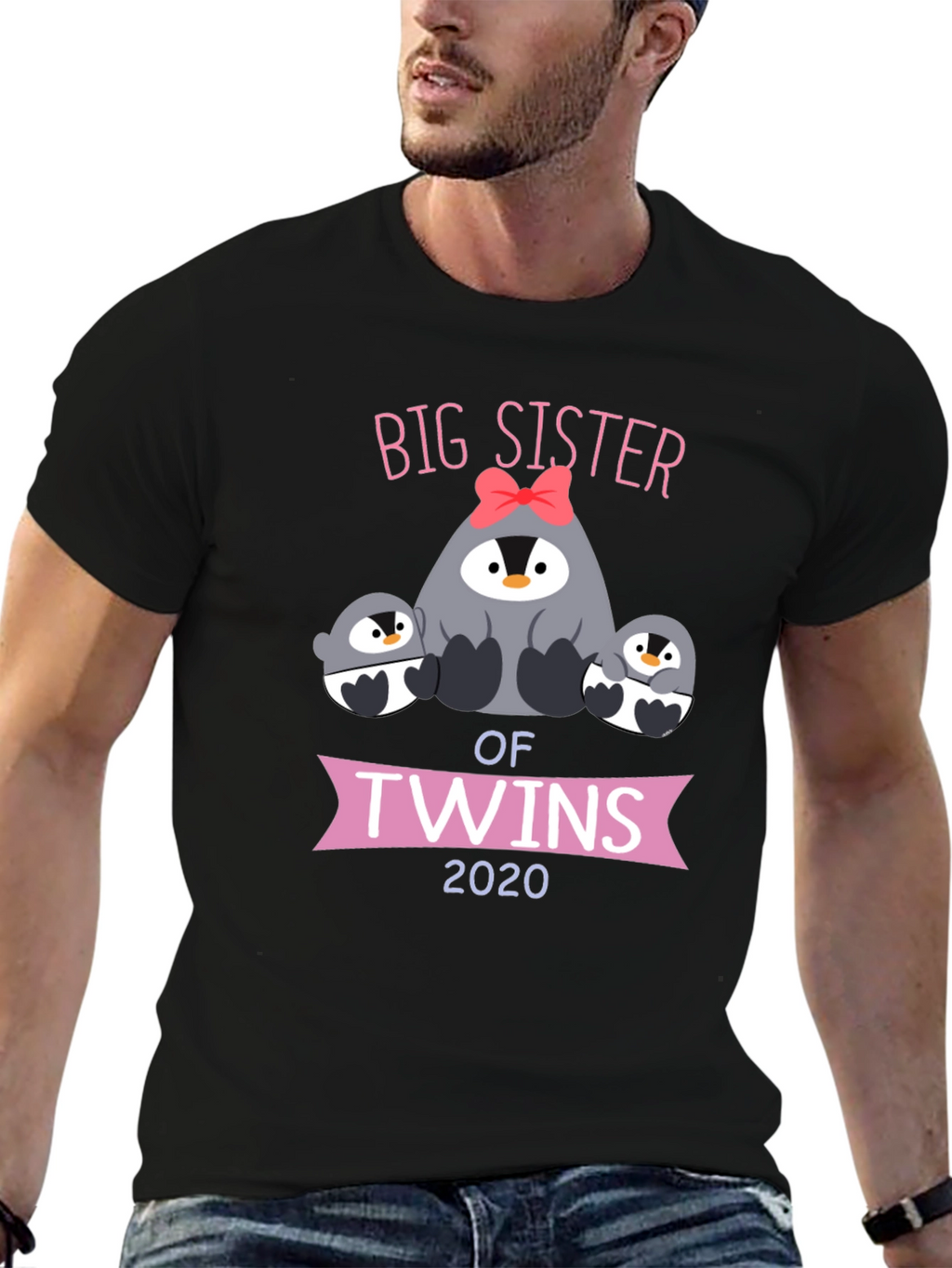 Big Sister of Twins 2020 Penguin Graphic T-Shirt