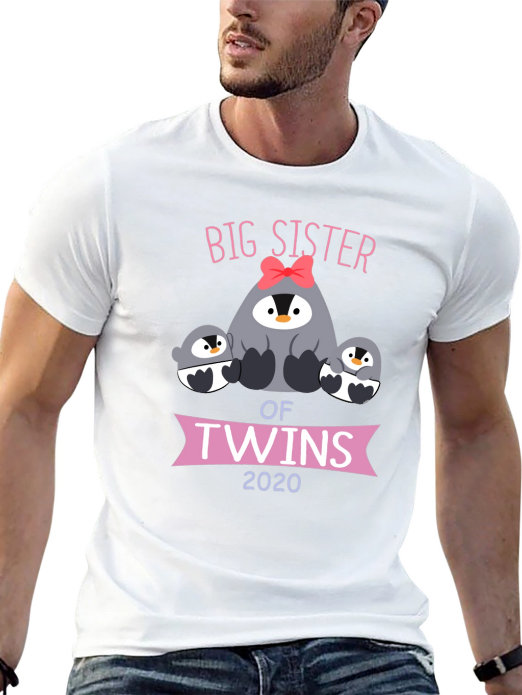 Big Sister of Twins 2020 Penguin Graphic T-Shirt