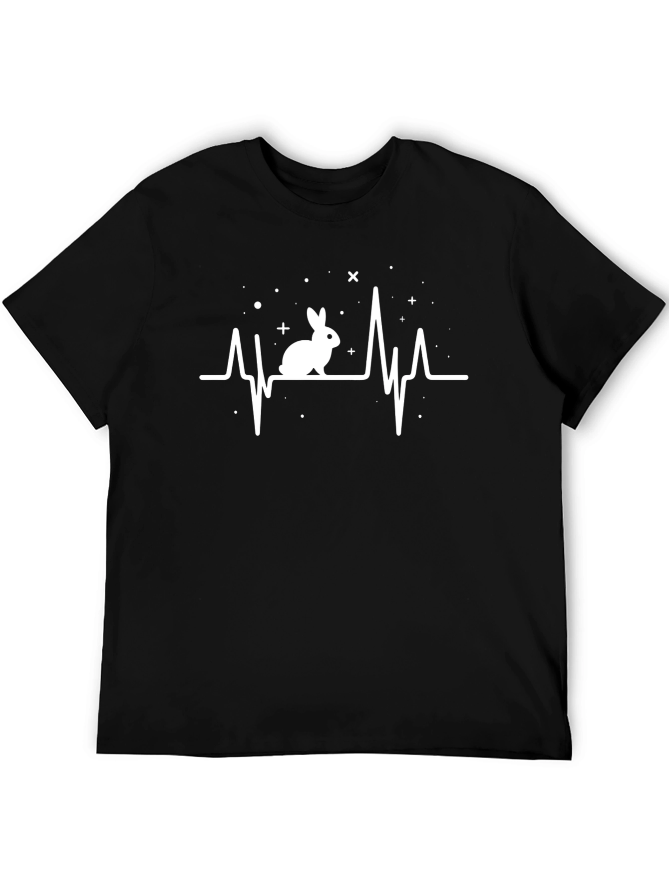 Rabbit Heartbeat T-Shirt - Black Graphic Tee