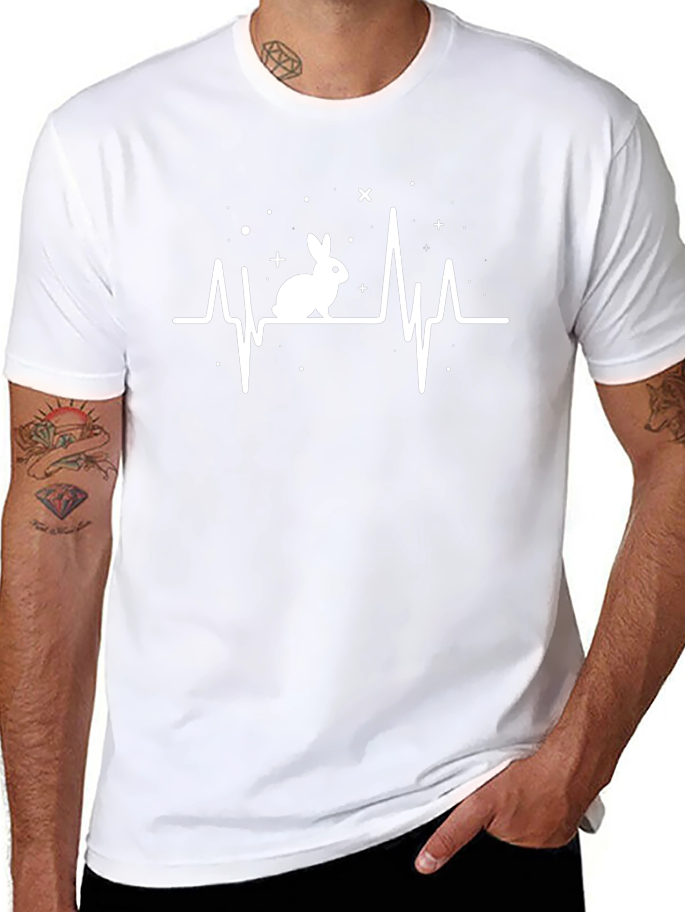 Rabbit Heartbeat T-Shirt - Black Graphic Tee
