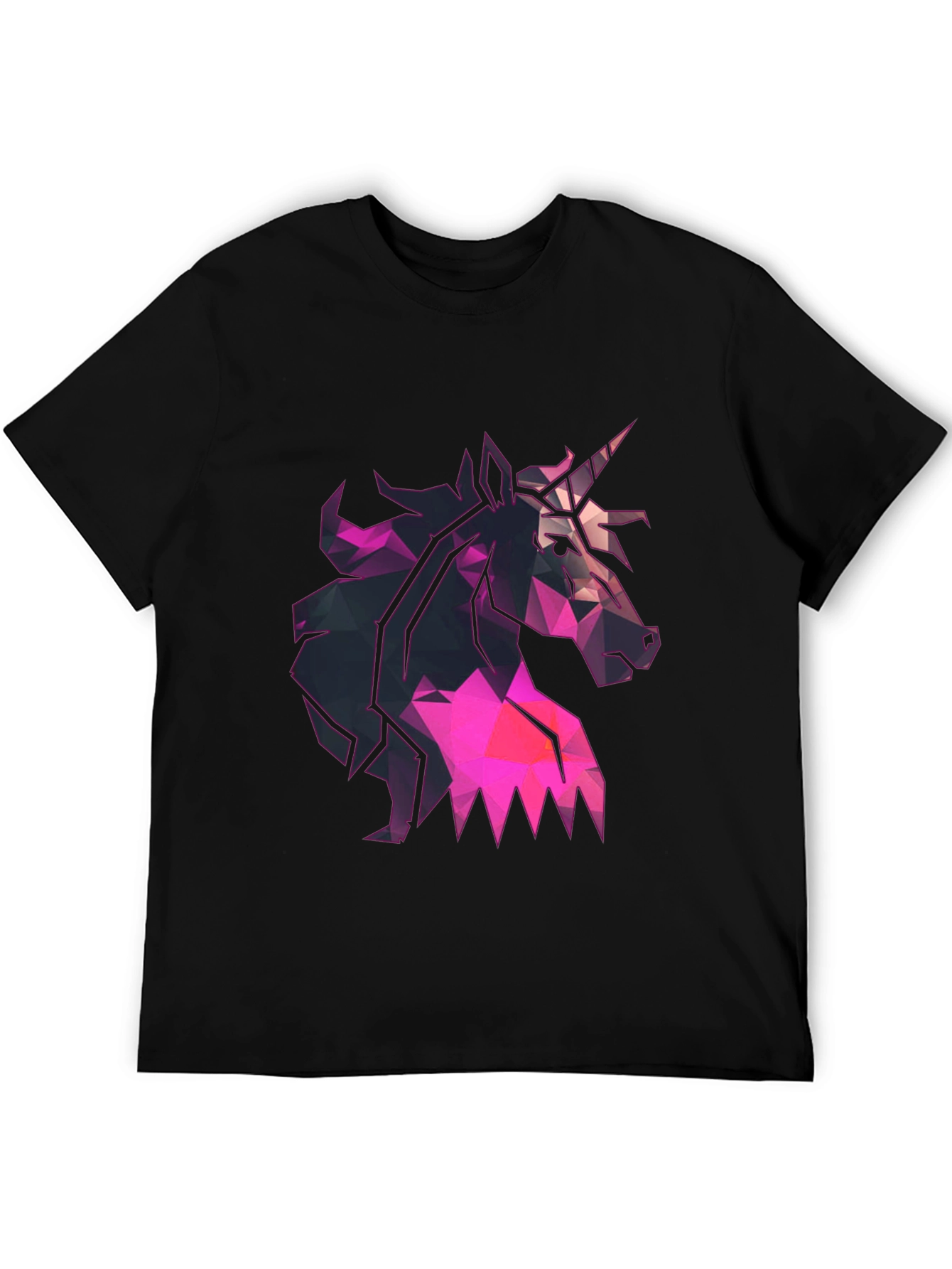 Geometric Unicorn Graphic Tee - Black T-Shirt