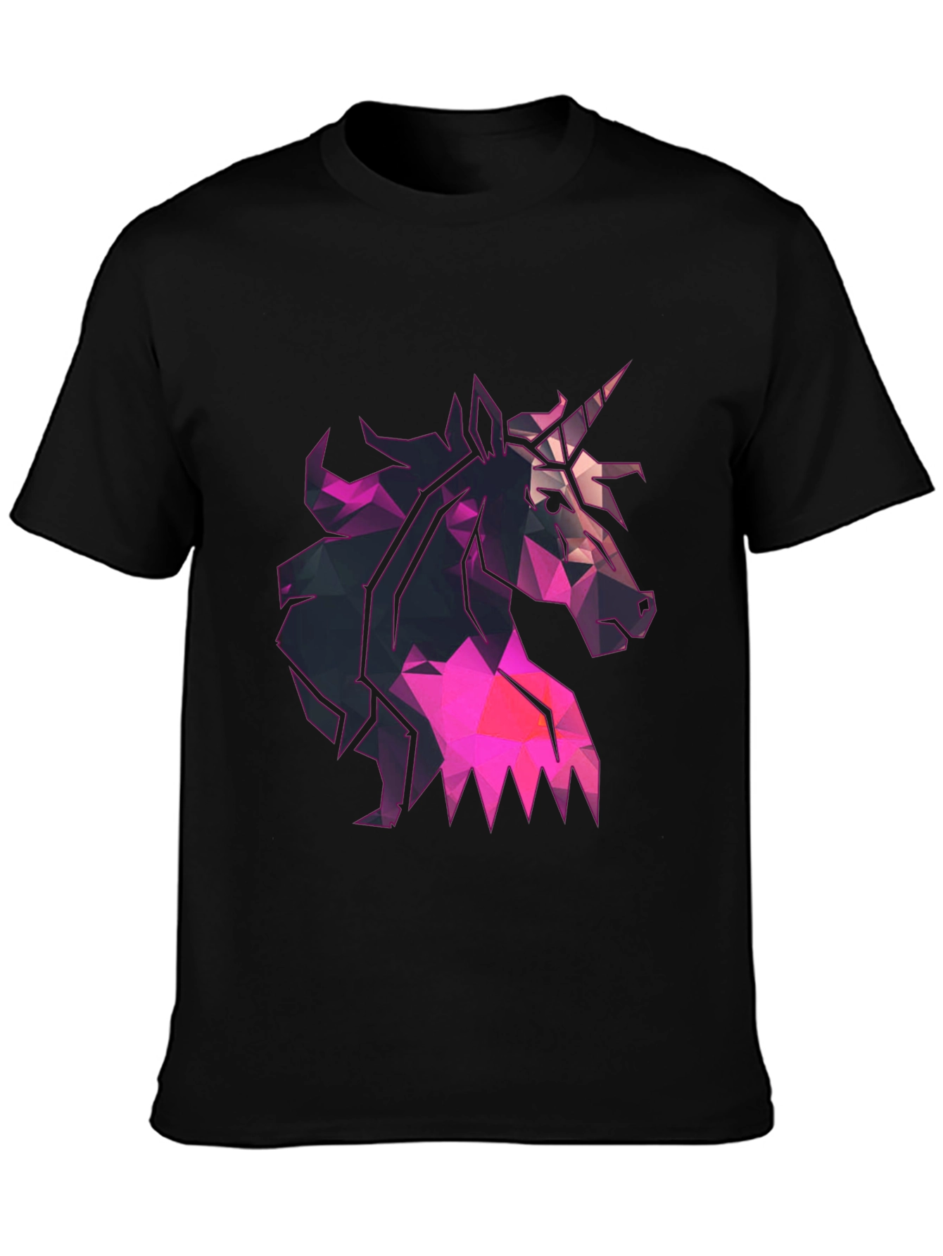 Geometric Unicorn Graphic Tee - Black T-Shirt