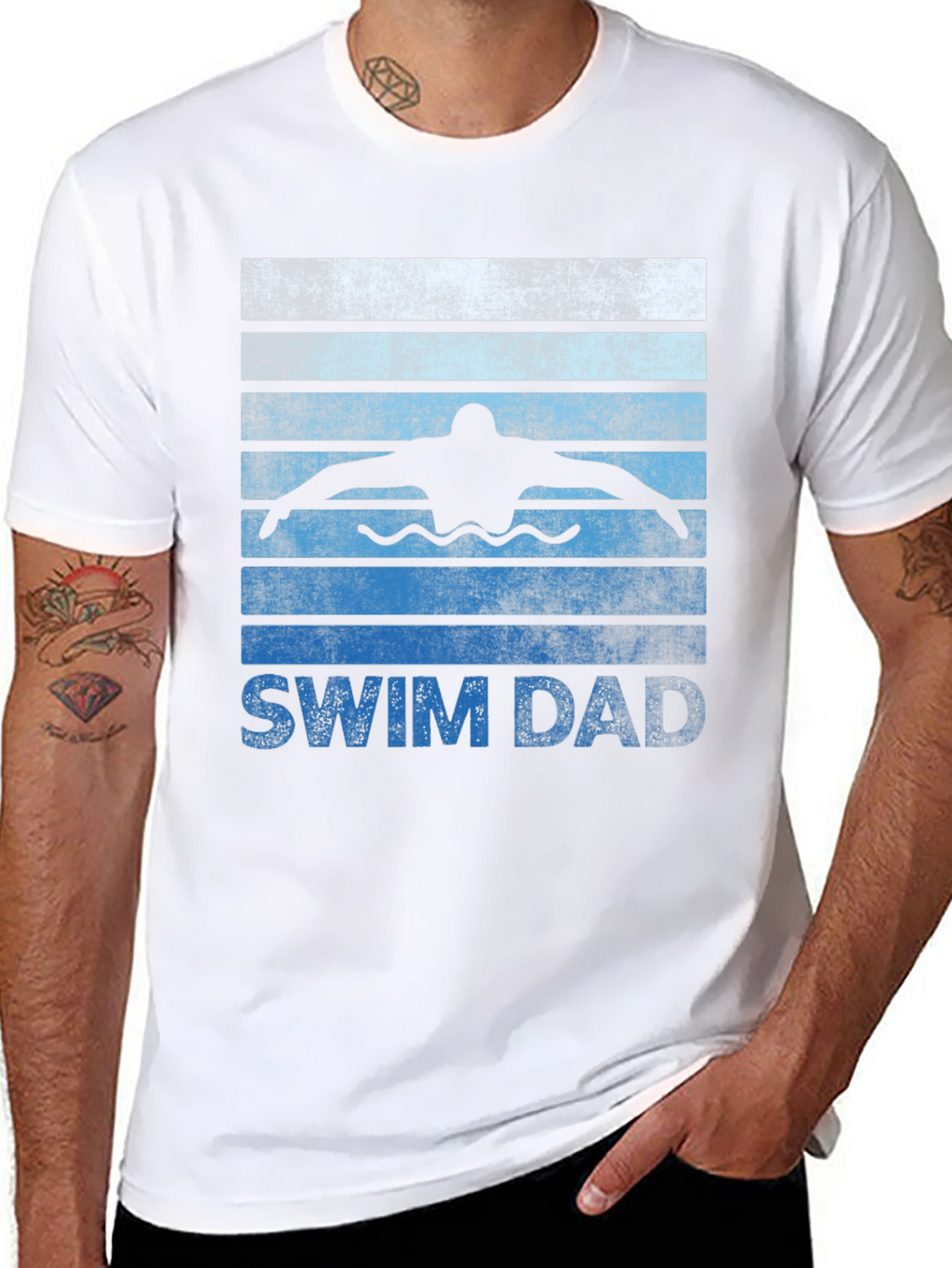 Swim Dad Graphic T-Shirt - Swimmer Father Tee
