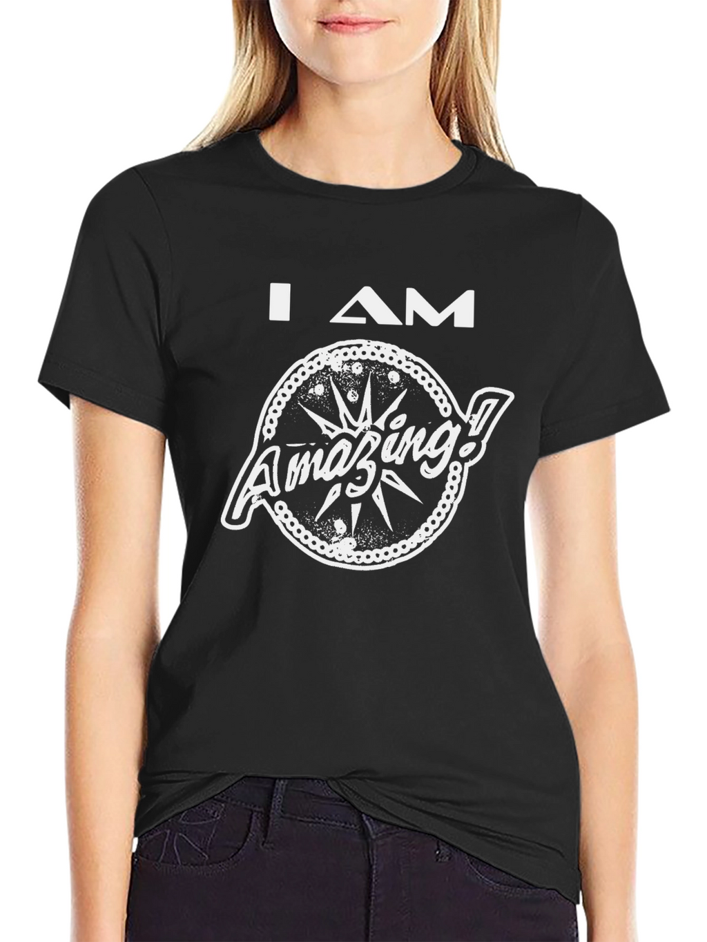 I AM Amazing Graphic T-Shirt - Black Cotton Tee