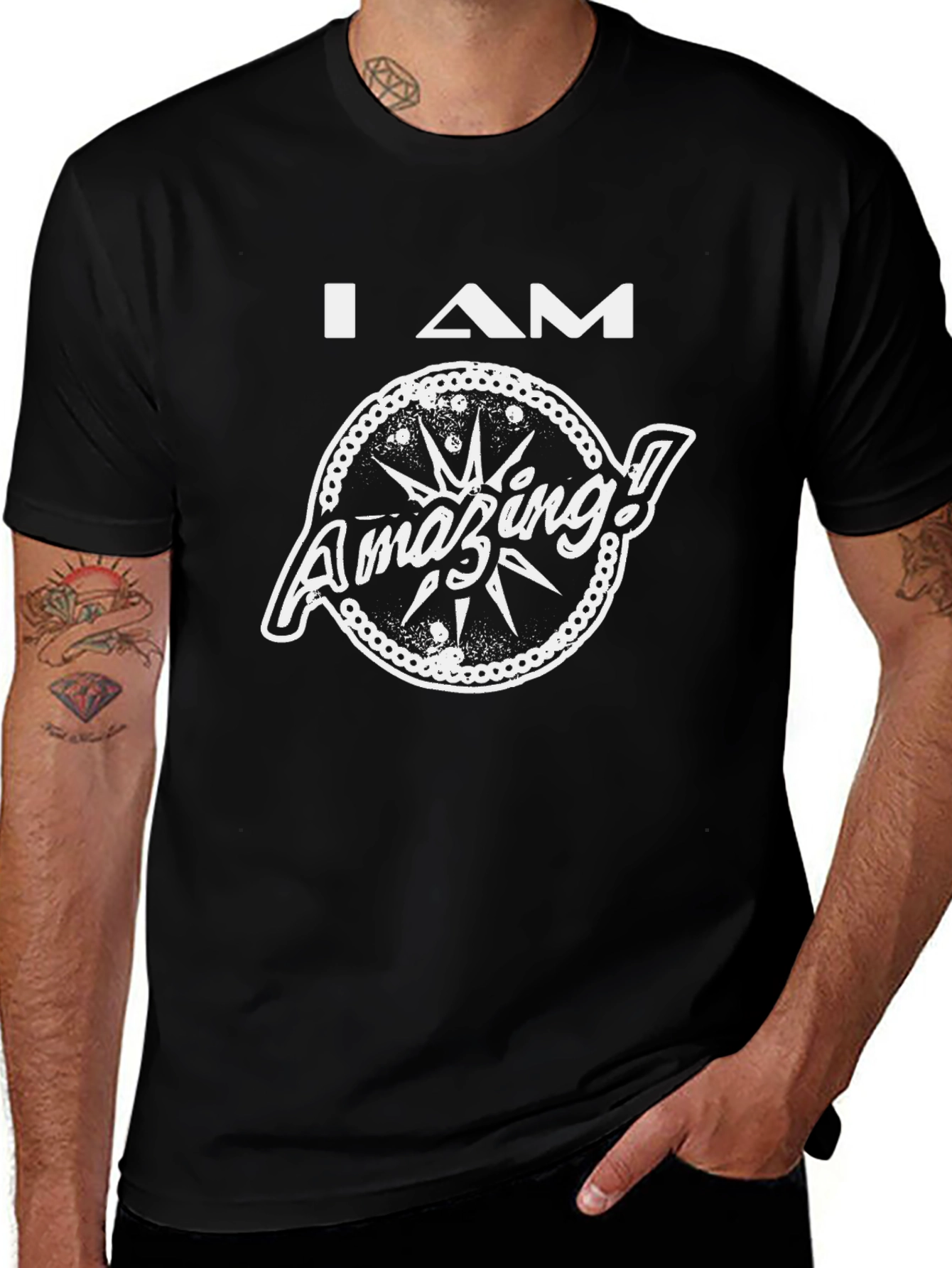 I AM Amazing Graphic T-Shirt - Black Cotton Tee