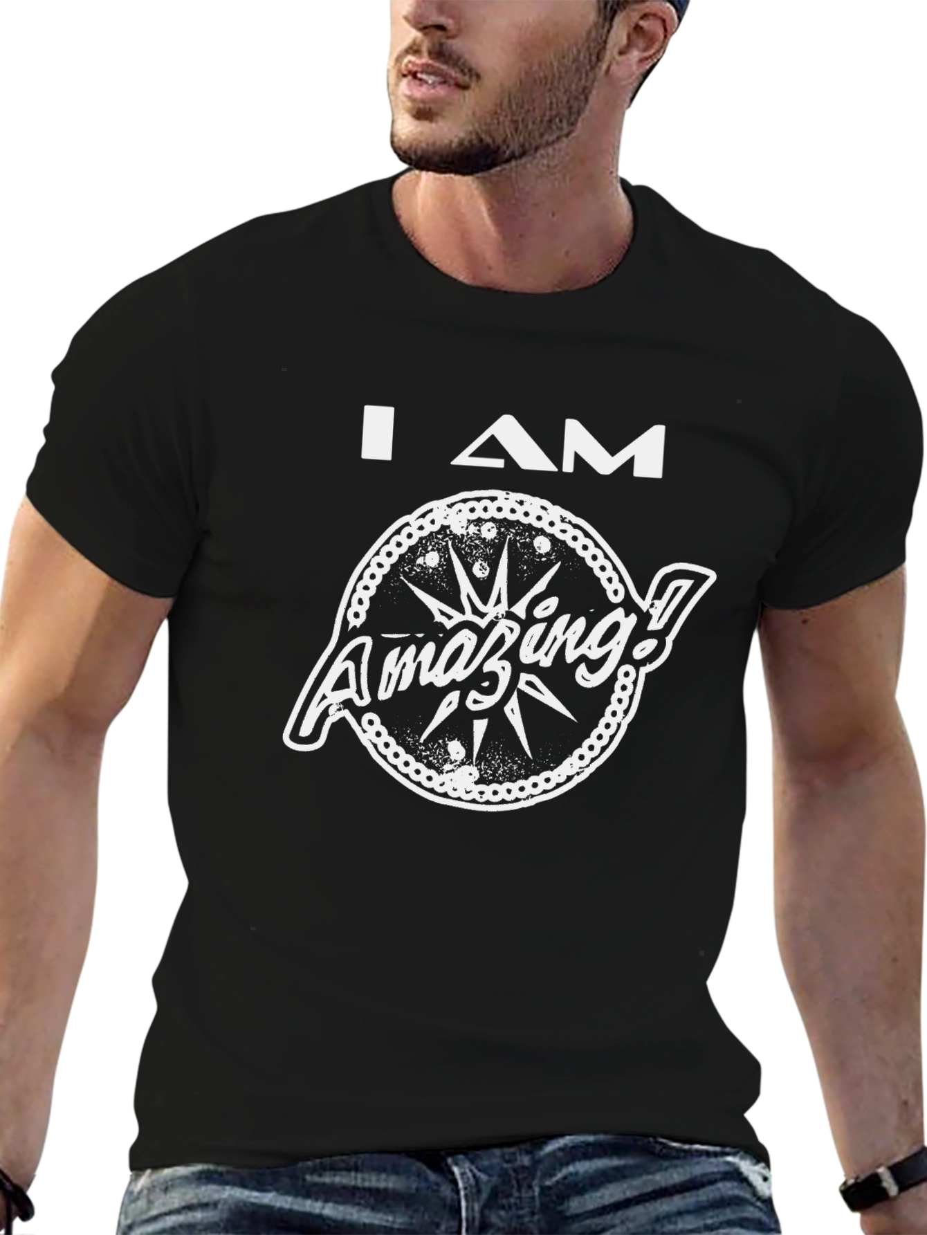 I AM Amazing Graphic T-Shirt - Black Cotton Tee