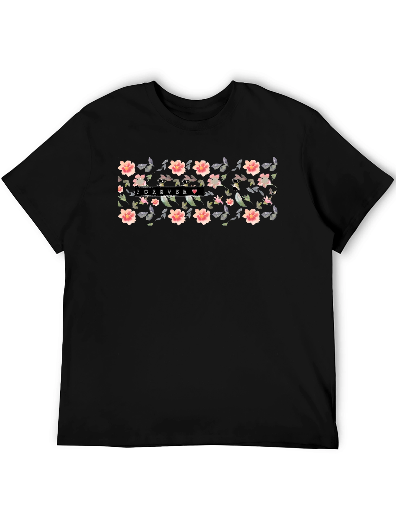 Forever Floral Graphic Tee - Mens Black T-Shirt