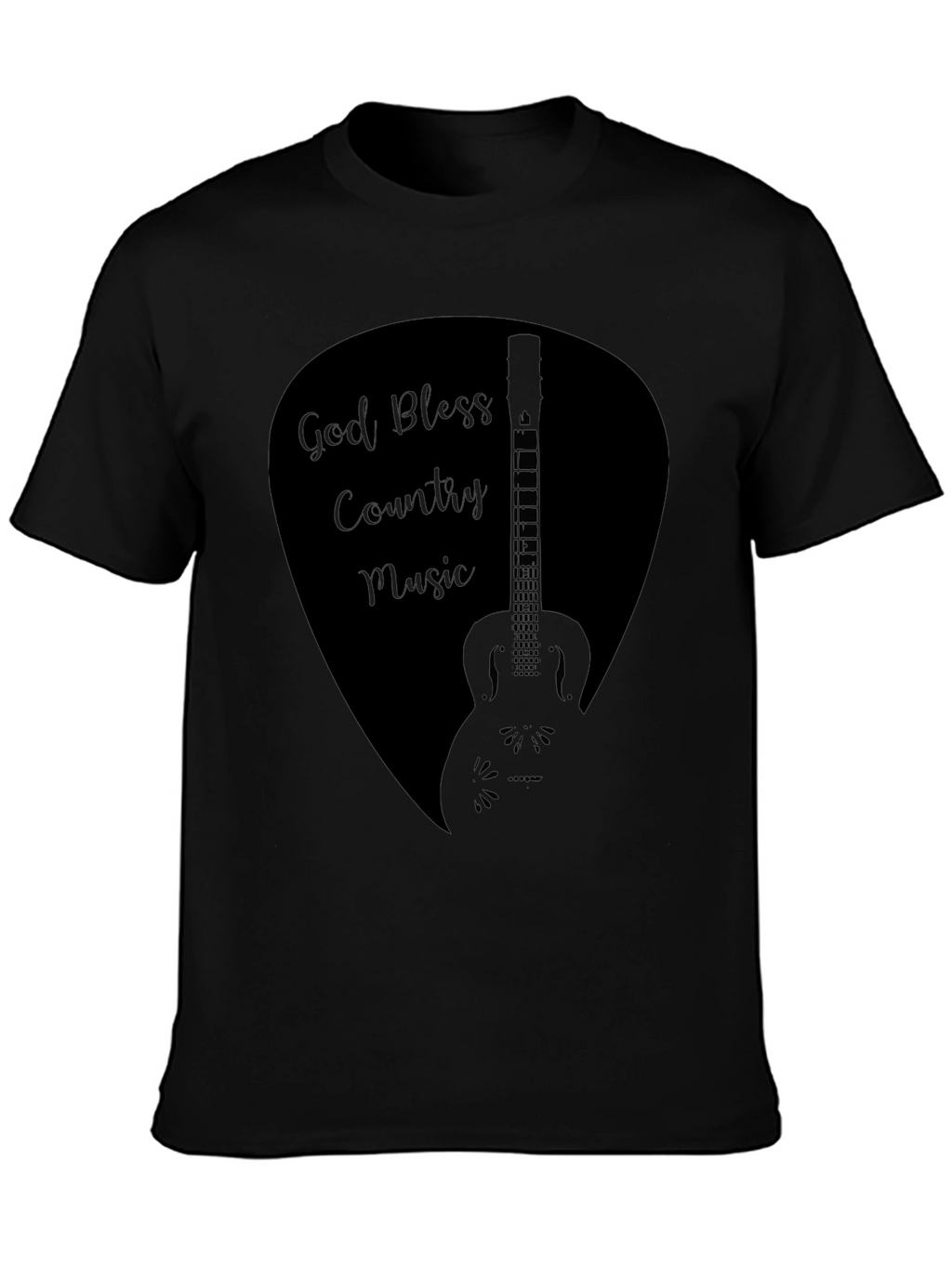 God Bless Country Music Guitar Pick Black T-Shirt