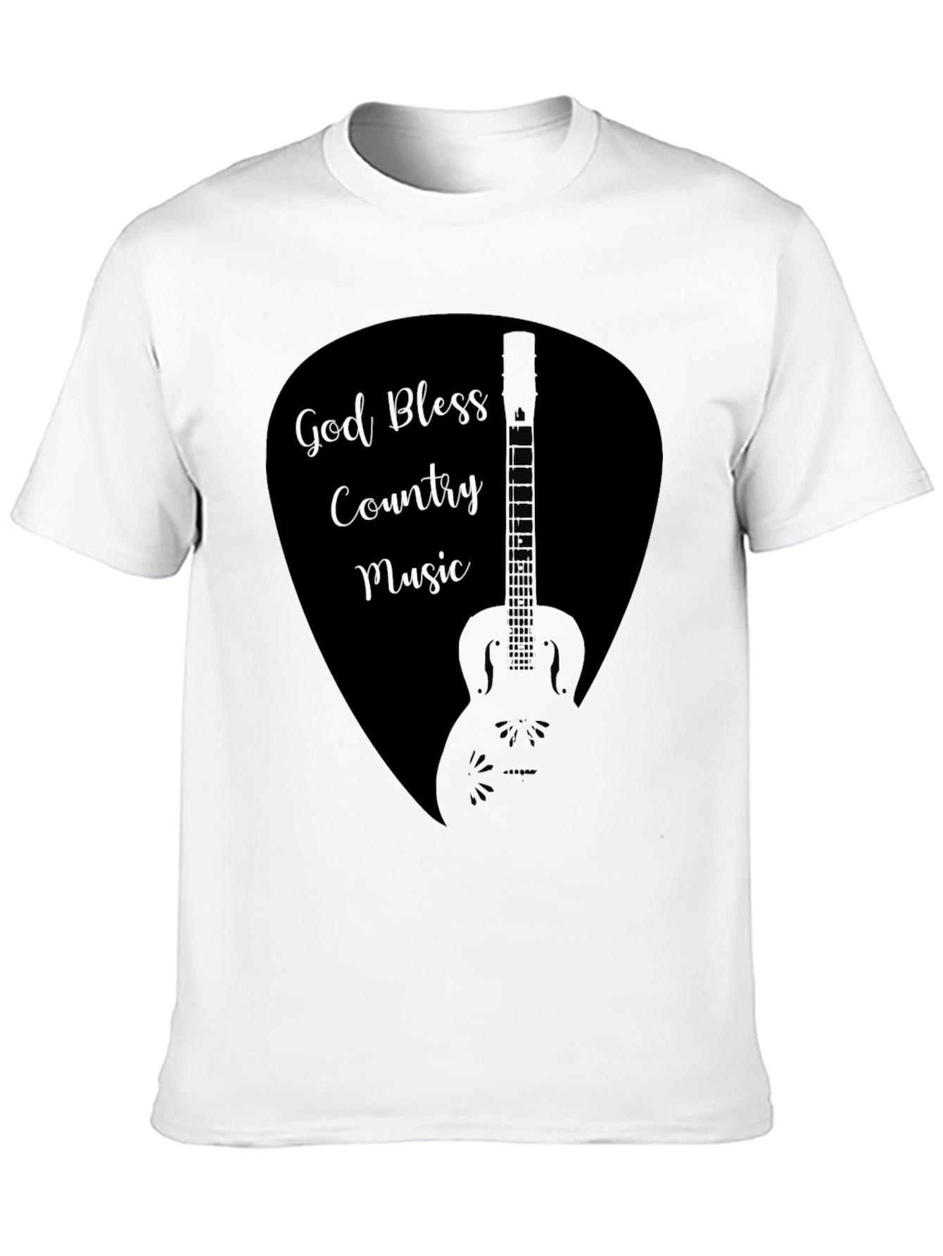 God Bless Country Music Guitar Pick Black T-Shirt