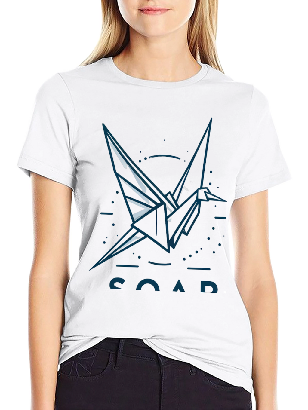 Origami Crane Graphic T-Shirt - Black