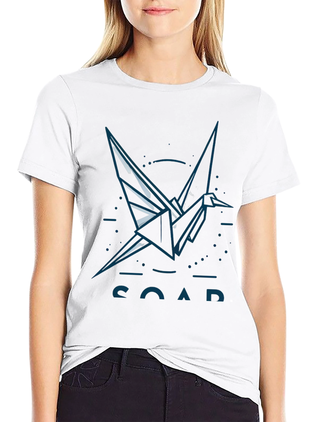 Origami Crane Graphic T-Shirt - Black