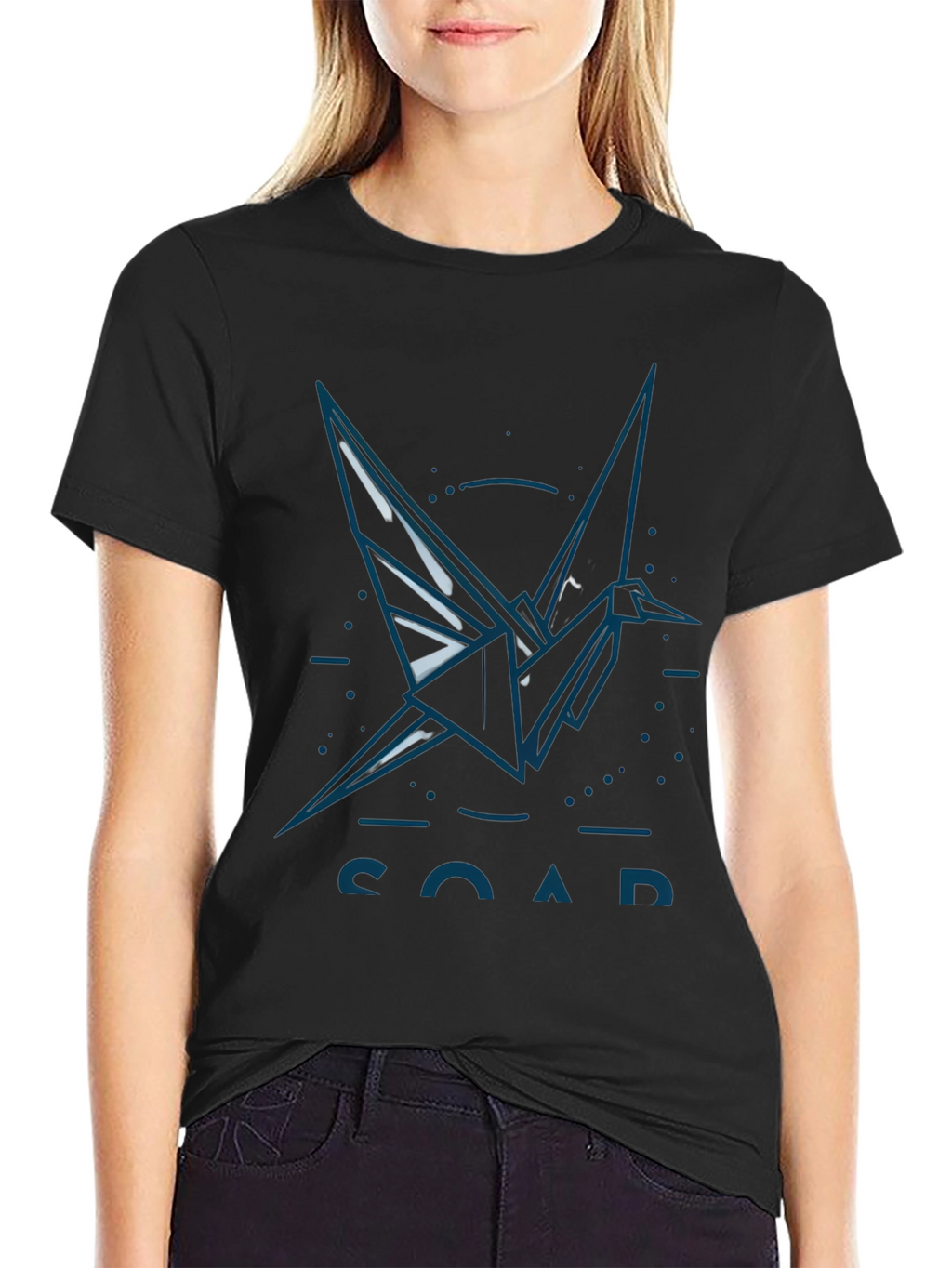 Origami Crane Graphic T-Shirt - Black
