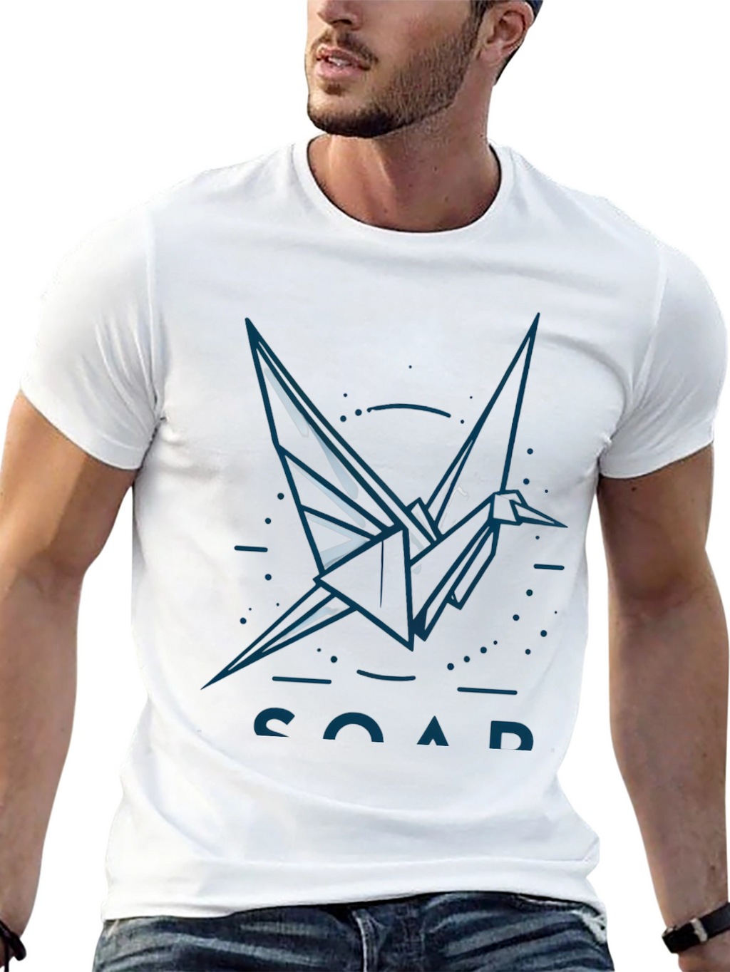 Origami Crane Graphic T-Shirt - Black