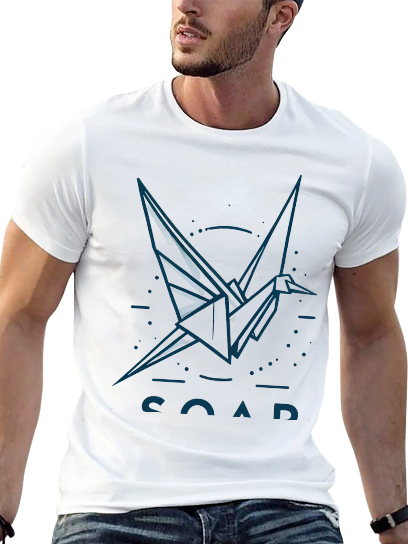 Origami Crane Graphic T-Shirt - Black