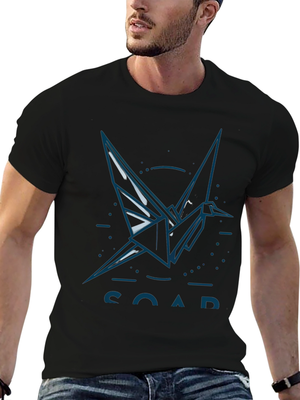 Origami Crane Graphic T-Shirt - Black