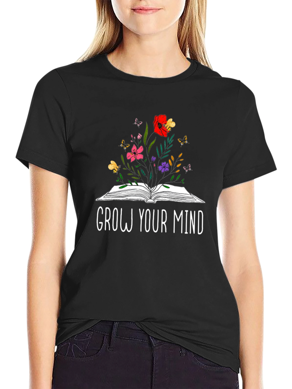 Grow Your Mind Black Graphic Tee