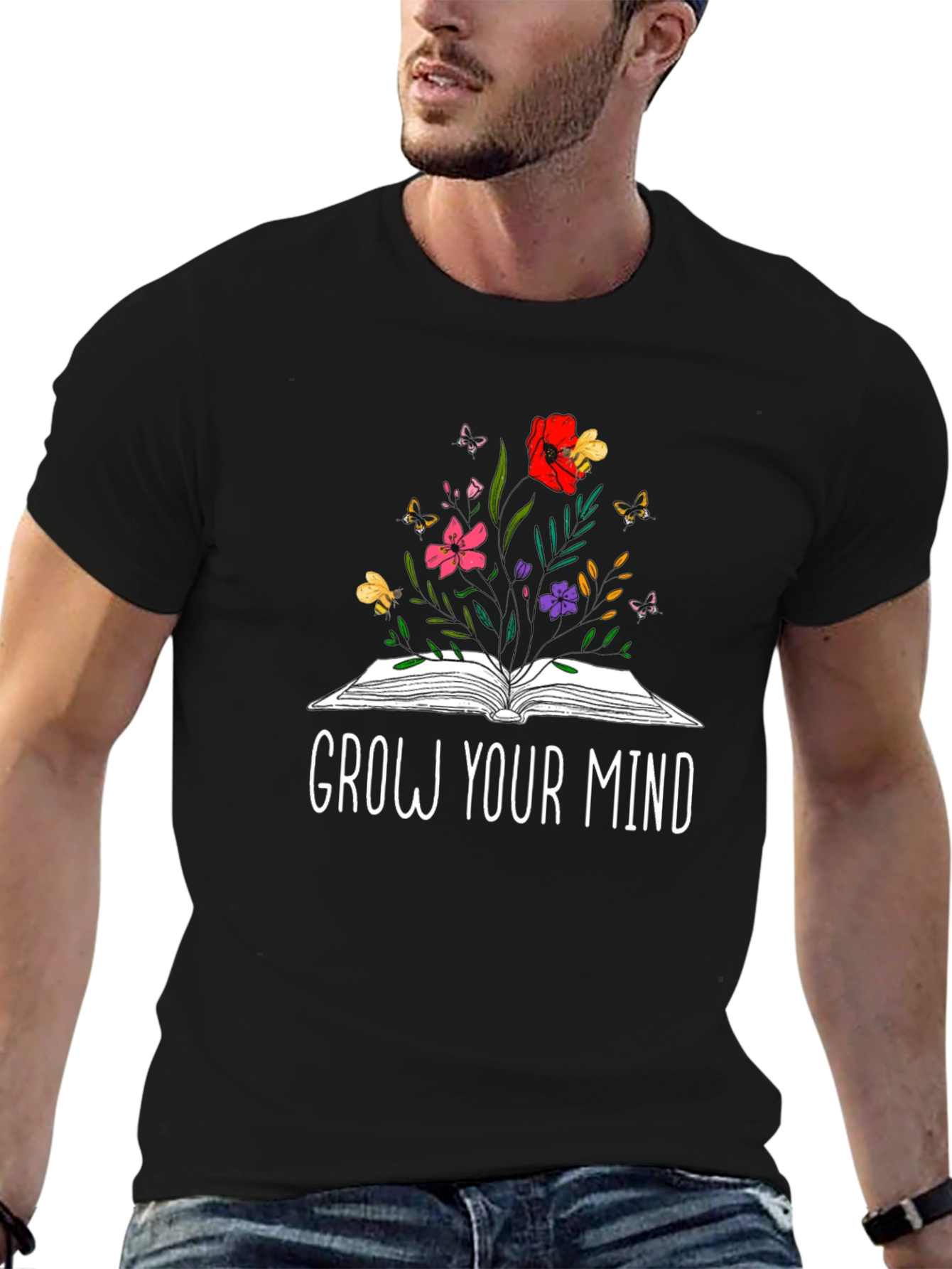 Grow Your Mind Black Graphic Tee
