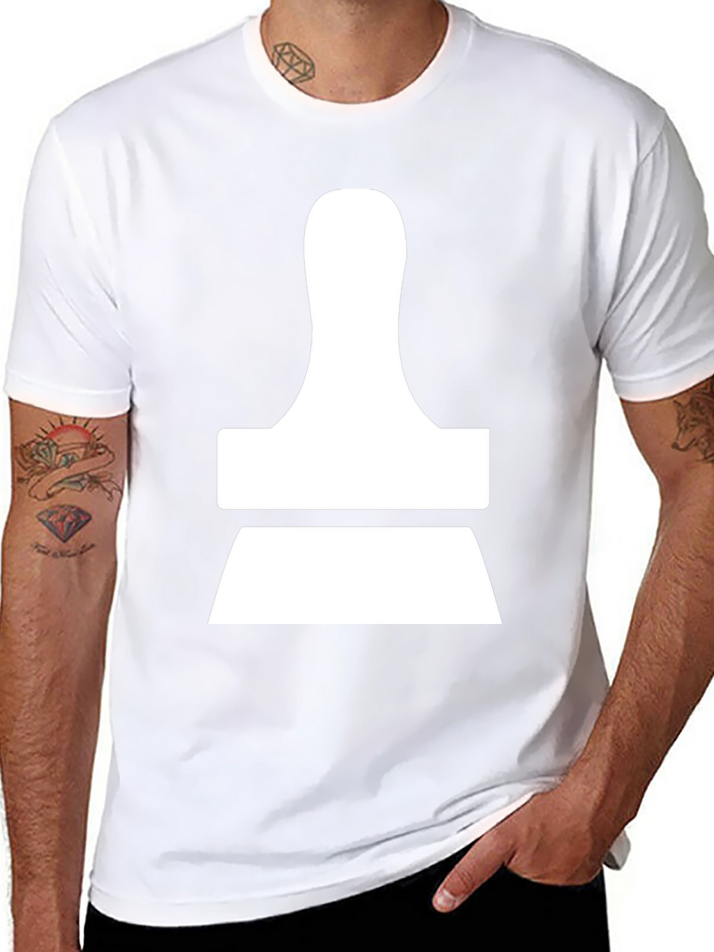 Modern Abstract White Design on Black T-Shirt