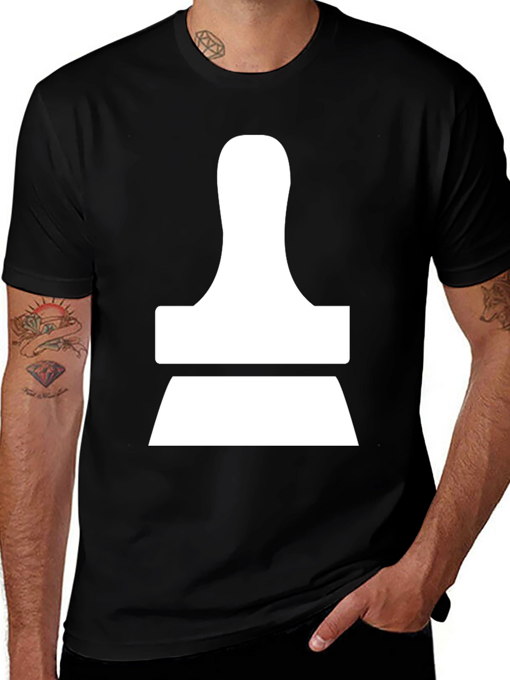 Modern Abstract White Design on Black T-Shirt